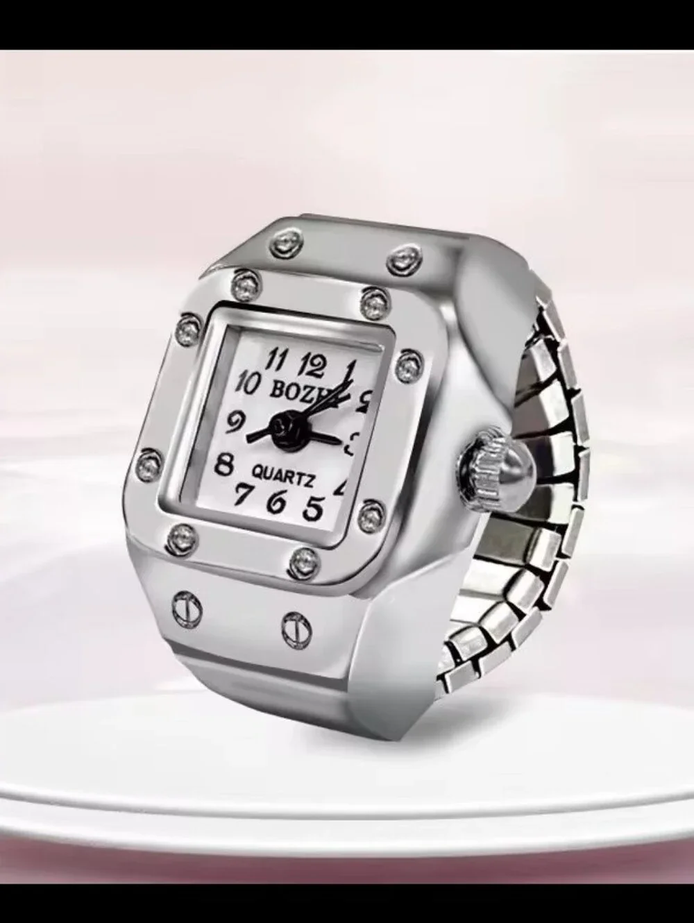 Silver Quartz Ring Watch - Silver One size
